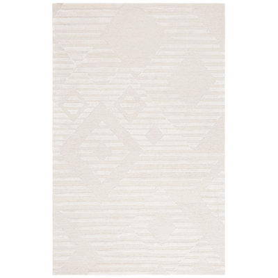 Soho 177 Hand Tufted Viscose/Wool Geometric Shapes Rug in Ivory/Beige