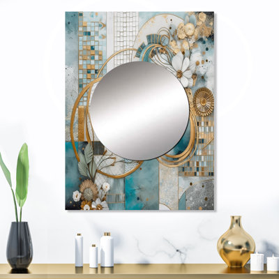 Fiertz mosaïque bleu doré motif floral II