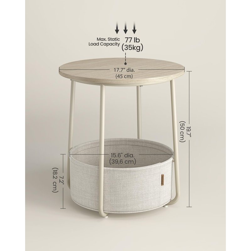Blen End Table, Cream White, Cream White