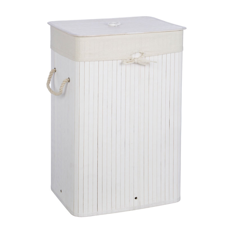 Audubon Bamboo Laundry Hamper with Handles, White