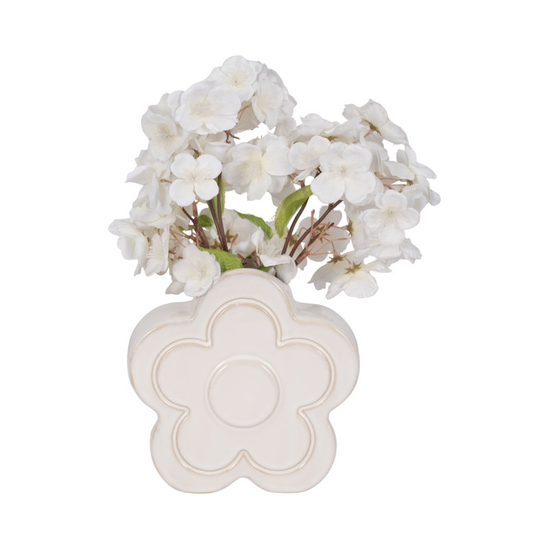 Sagebrook Home 7" Flower Power Object Vase, Ivory