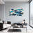Animals Blue Fish Pattern Art Print Canvas-915989129