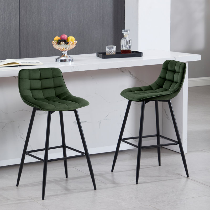 Heyman Upholstered Counter Stool, Dark Green, 2