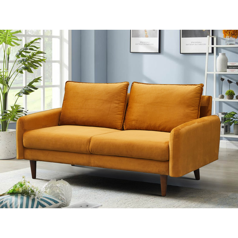 Gelsomino 70.5" Velvet Round Arm Sofa, Ginger Velvet