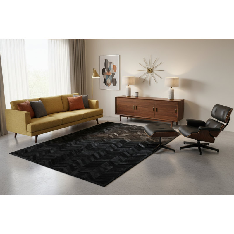 Patchwork rectangular black Area rug - PCH 214, Rectangle 8' x 10'