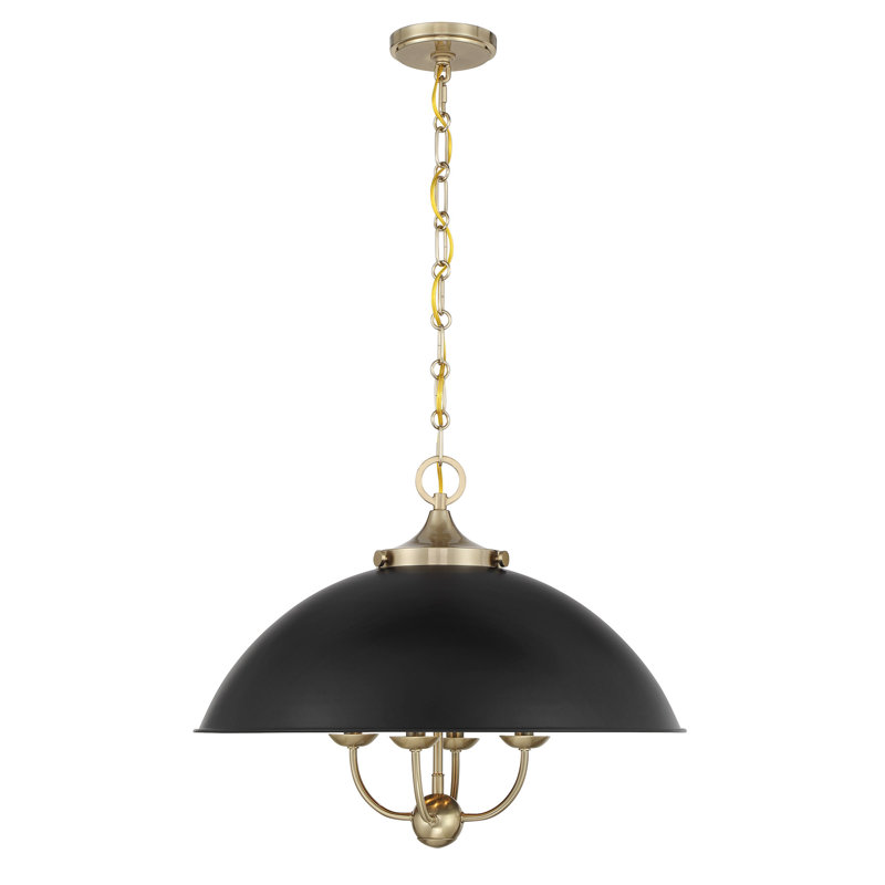 Hubbs à 4 lumières Monterey en noir mat et laiton chaud, Noir mat