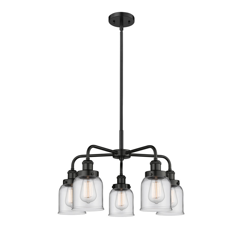 Bejtullah 5 - Light Glass Dimmable Chandelier, Clear, Matte Black