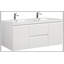 Meuble-lavabo mural de 60 po avec lavabo, meuble-lavabo mural moderne avec lavabo à surface solide et deux tiroirs à fermeture en douceur, blanc brillant