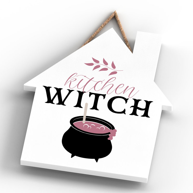 Kitchen Cauldron Wooden House Plaque, White