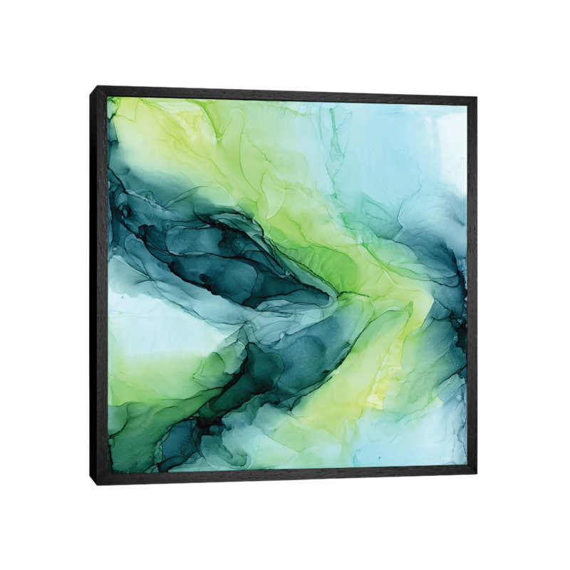 Aqua Lime by Elizabeth Karlson - Print on Canvas, Black Framed, 45.72 cm H x 45.72 cm W
