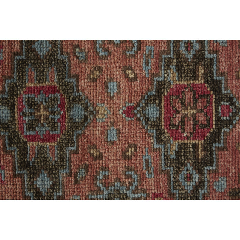 Piraj Wool Geometric Area Rug in Red, Rectangle 2' x 3'