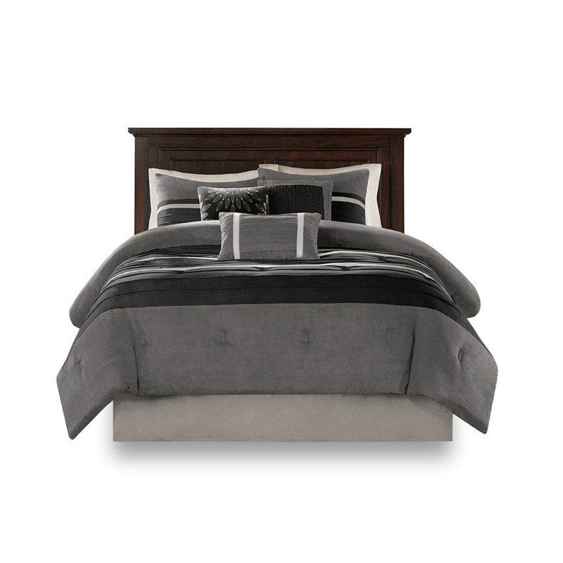 Édredon 7 pièces en faux suède pour lit très grand, coussins décoratifs et fer à repasser lavable à la vapeur, Green