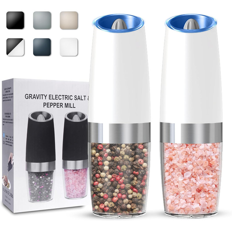 White Gravity Electric Salt & Pepper Grinder Set 2-pack
