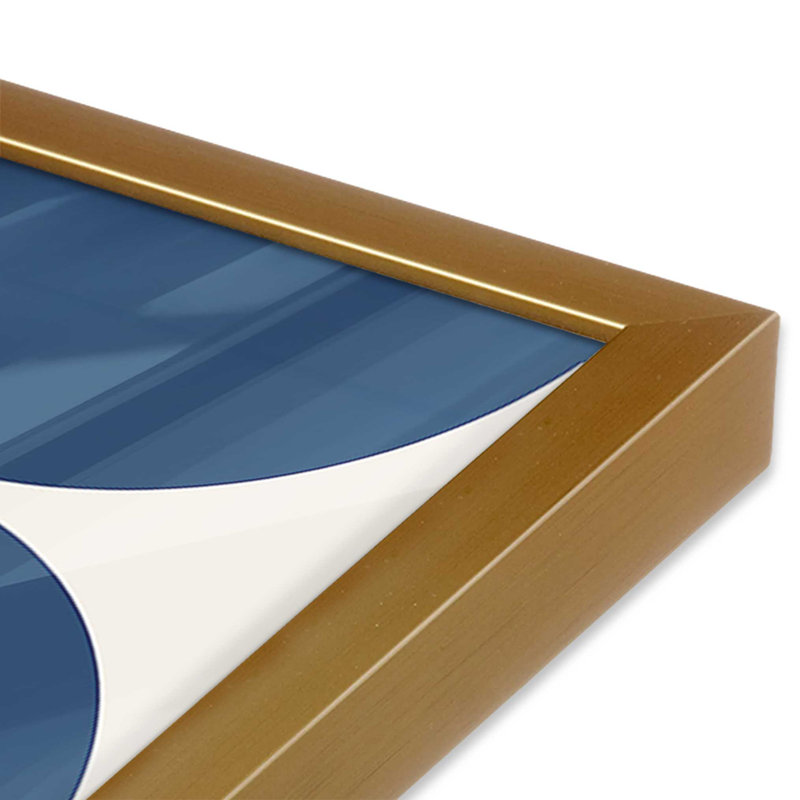 Ensemble de 2 imprimés géométriques bleus 1923, 19 po x 12 po Bauhaus 1923, Polished Gold Framed, 25.5" H x 37.5" W x 1.25" D