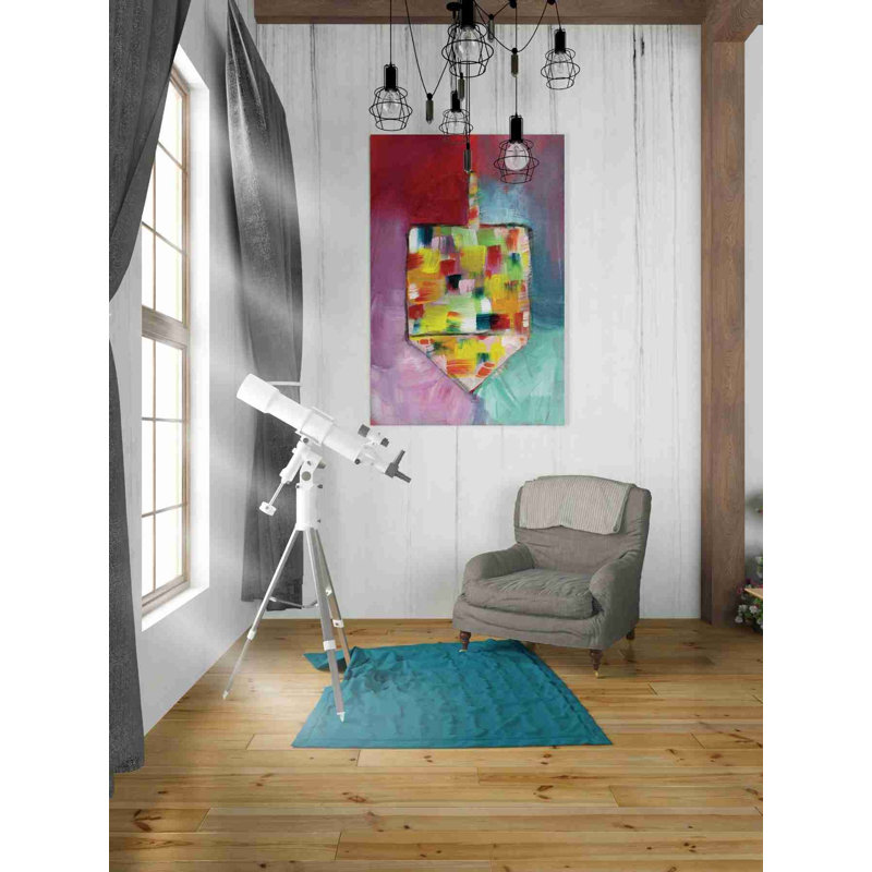 «Dreidel of Many Colors» par Linda Woods, art mural sur toile, H 40 po x l 26 po
