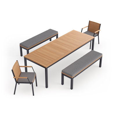 Outdoor Furniture Monterey 5 Piece Dining Set with 96 in. Table & Bench Seating