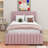 Full Size Velvet Upholstered Platform Bed With Twin Size Trundle-1476582060