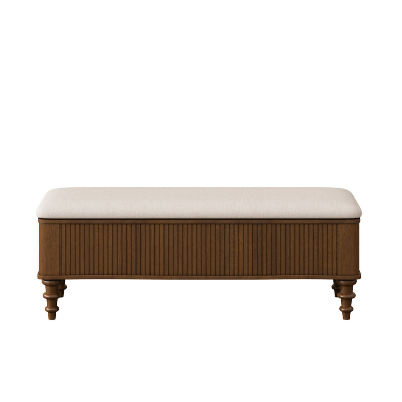 Banc de rangement avec repose-pieds Astin, Noyer
