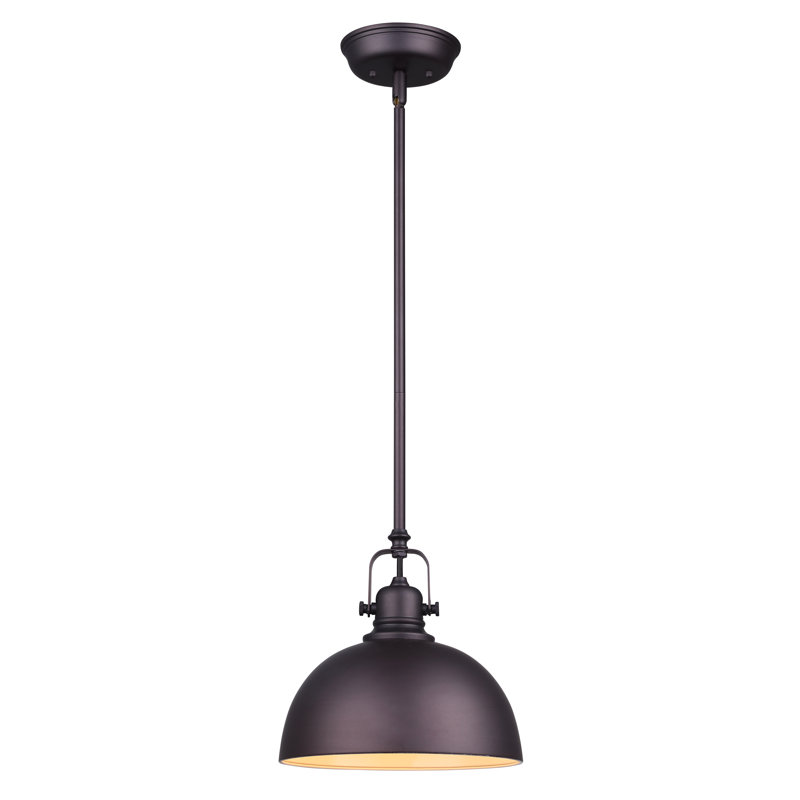 Luminaire suspendu en forme de dôme à 1 lumière Almeeta, Bronze huilé, H 62,5 po x l 16 po x P 16 po