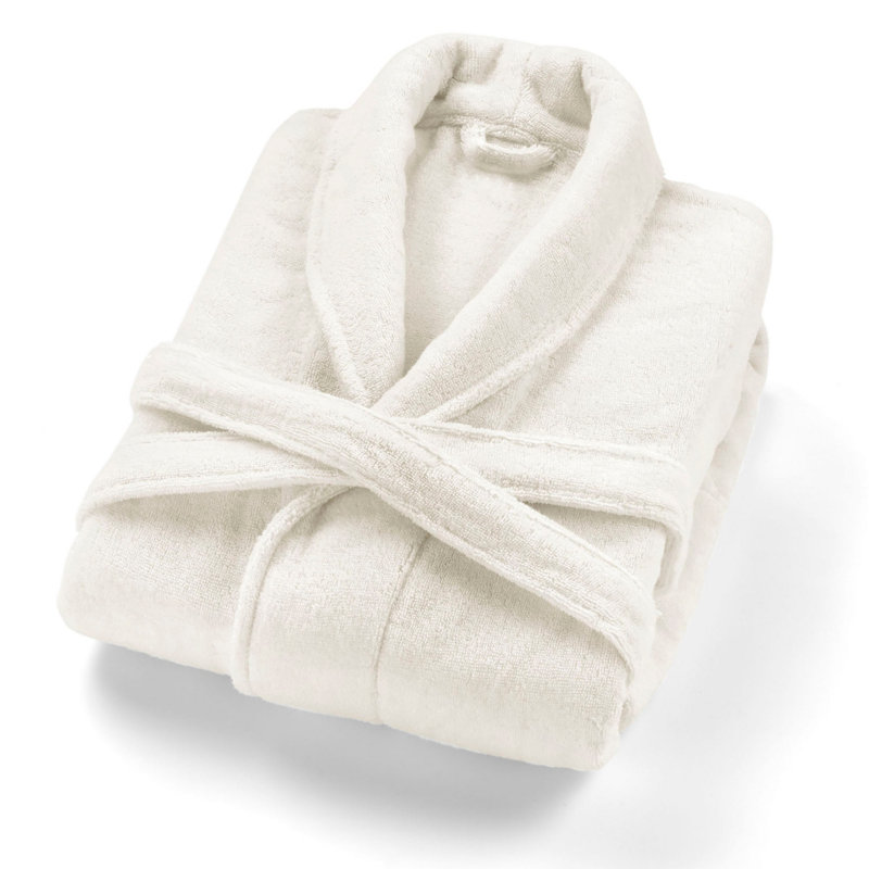 Peignoir 100% coton mi-mollet unisexe avec poches, S