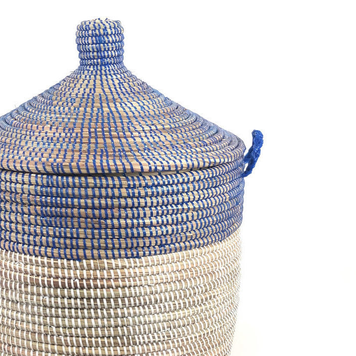 Panier deux tons, Blanc / Mauve, H 20 po x l 20 po x P 13 po