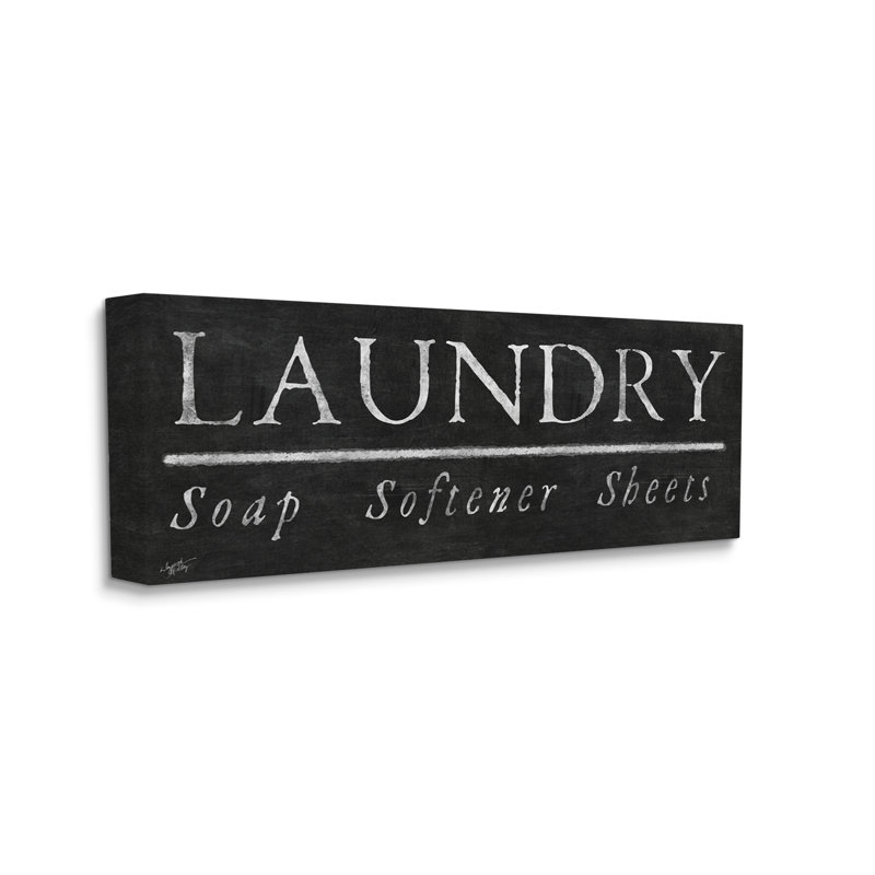 «Laundry Materials», tableau noir rustique noir et blanc par Elizabeth Medley - art textuel sur toile tendue