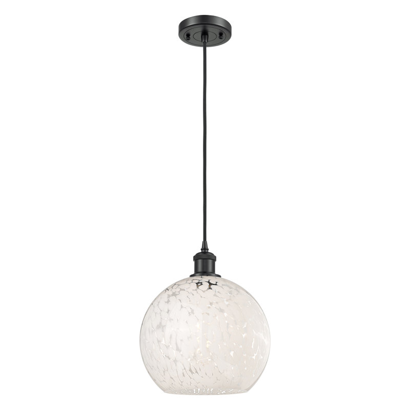 Luminaire suspendu à cordon 1 lumière Ballston White Mouchette, H 11,75 po x l 10 po x P 10 po, Noir mat