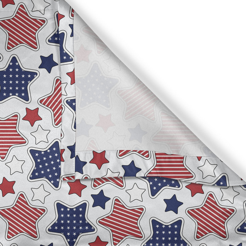 4th of July Grommet Curtain Decorative 2-Panel Window Drapes, 50", Ruby Violet Blue White, 50" W x 84" L