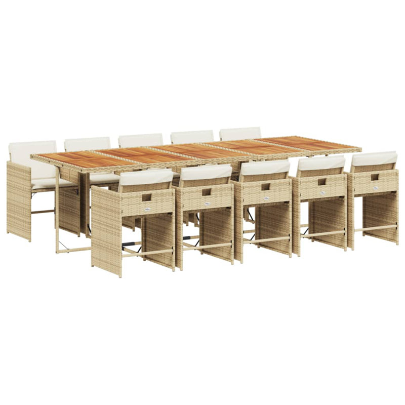  Patio Dining Set Set Of 10 Beige, Brown, Cream White
