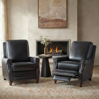 Andrena 32''W Genuine Leather Recliner with Nailhead Trim