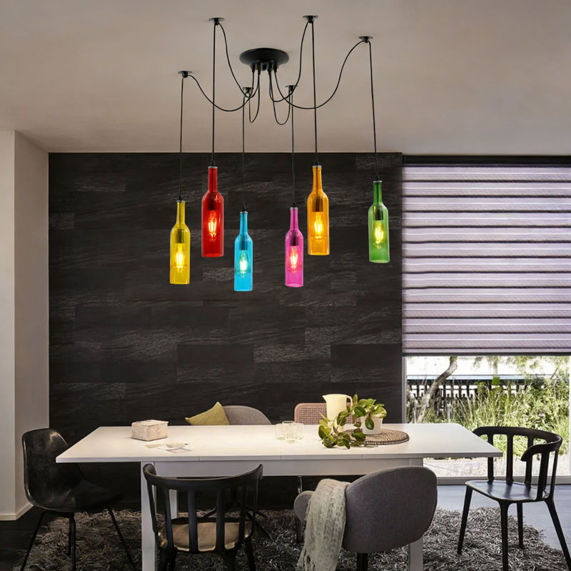 Creative Glass Bottle Pendant Lamp, 6 Lights