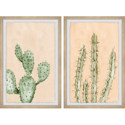 Be Like a Cactus - Ensemble de 2 peintures encadrées
