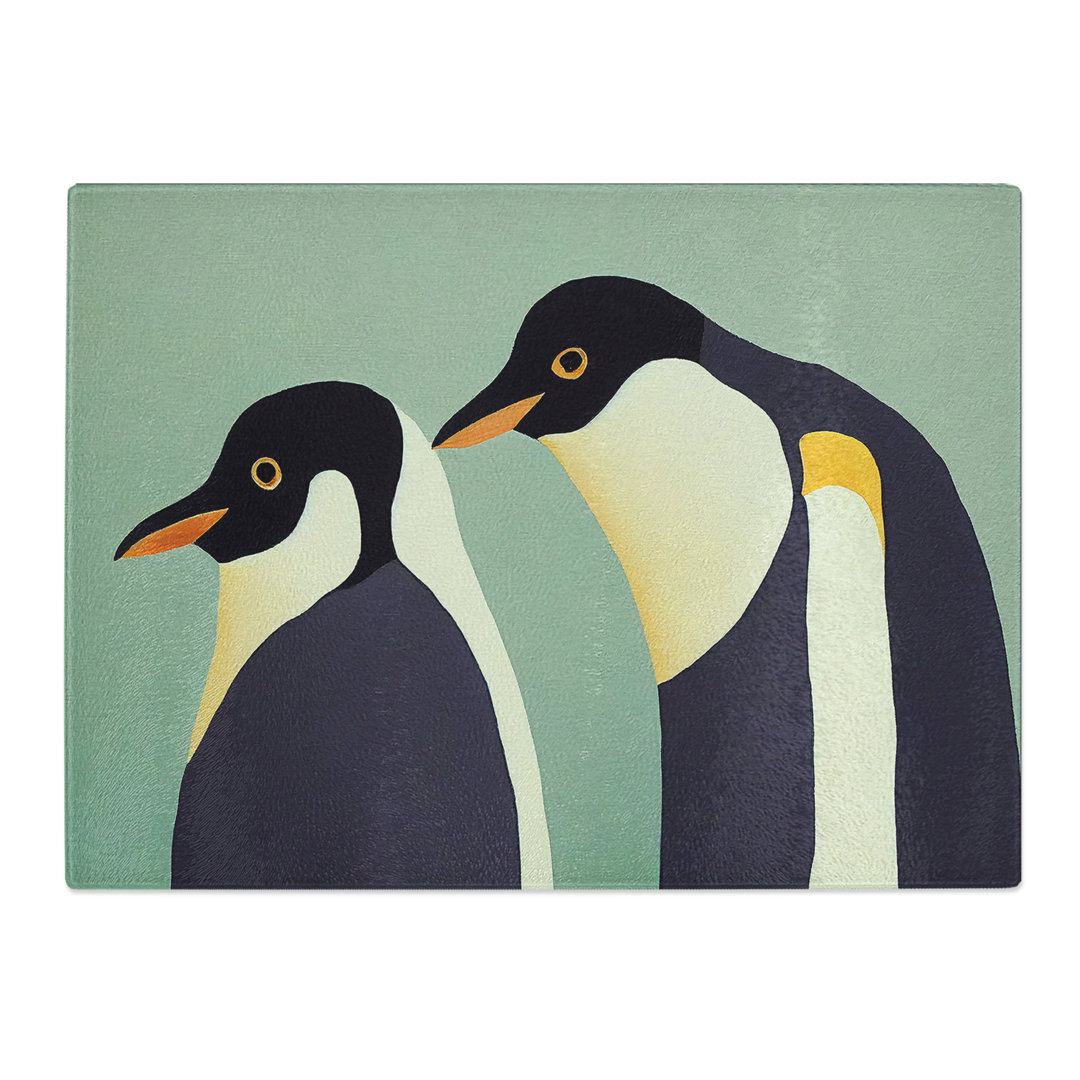 The Two Penguins Vol.2 Abstract  Glass Chopping Board