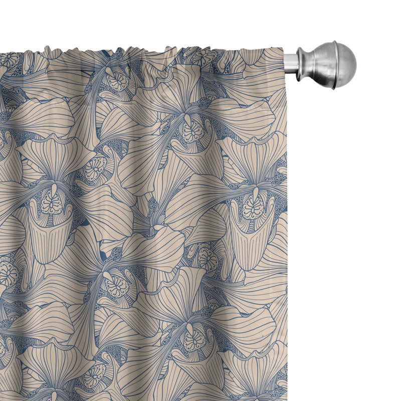 Botanical Floral Semi-Sheer Rod Pocket Curtain Panels, 28" W x 63" L