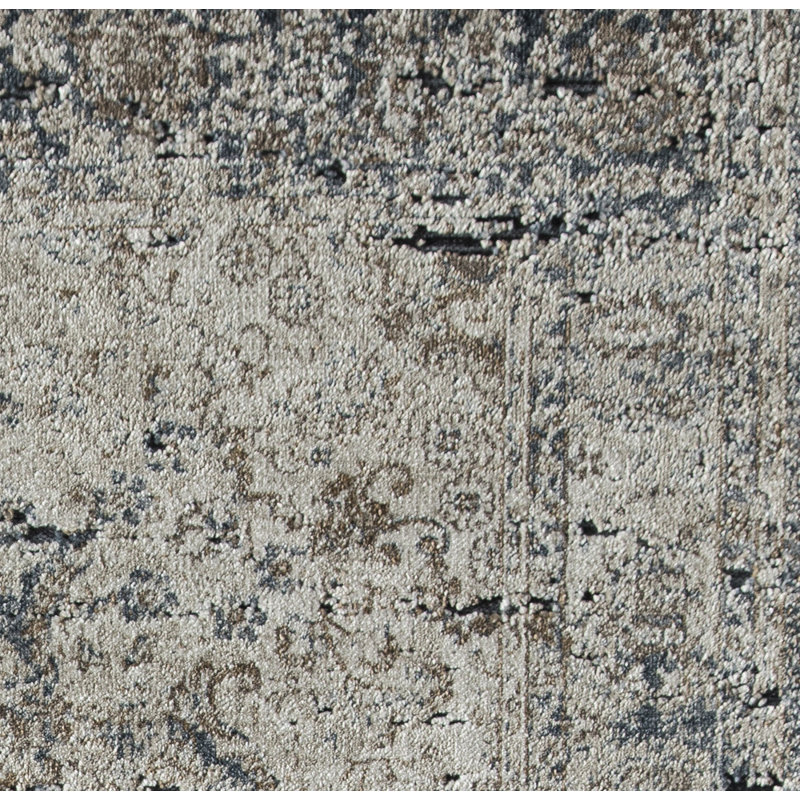 Danise Abstract Blue Tan Area Rug, Rectangle 5' x 8'