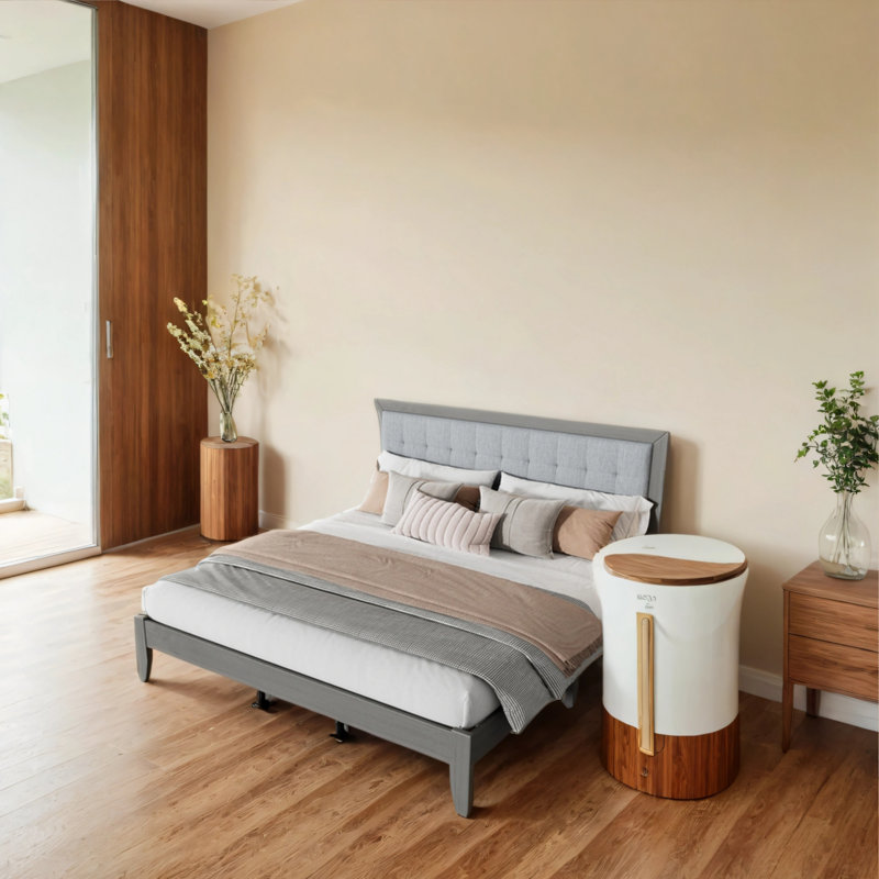 King-Size Bed Frame With Soft-Padded Headboard, King