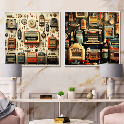 Nostalgic Jukebox Tunes IV - Jukeboxes Canvas Prints Set Of 2