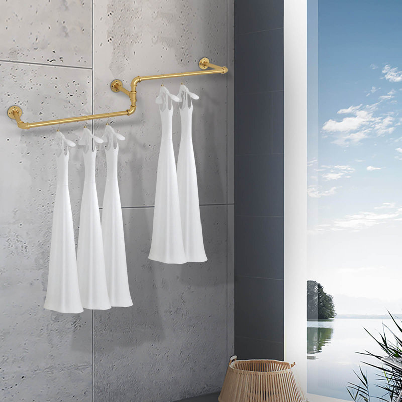 Alcina 71'' Metal Wall Mounted Clothes Rack