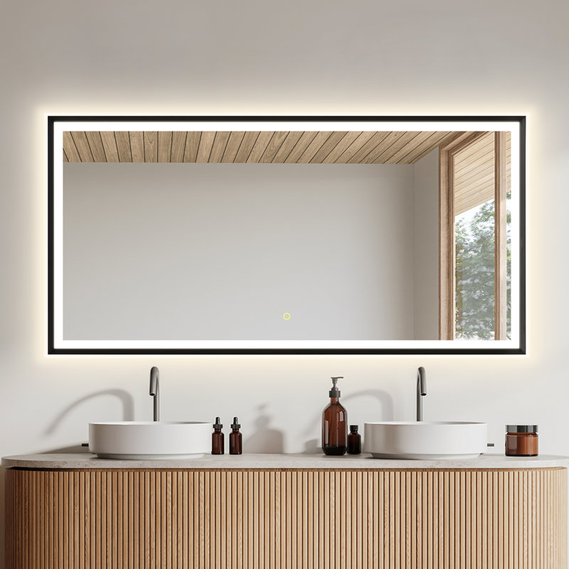 Miroir de salle de bain / meuble-lavabo Apollo, 30 po x 60 po, Noir mat