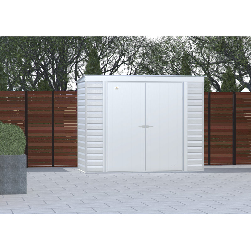 Select Steel Storage Shed Steel Storage Shed, 8X4, Flute Grey, Flute Gray
