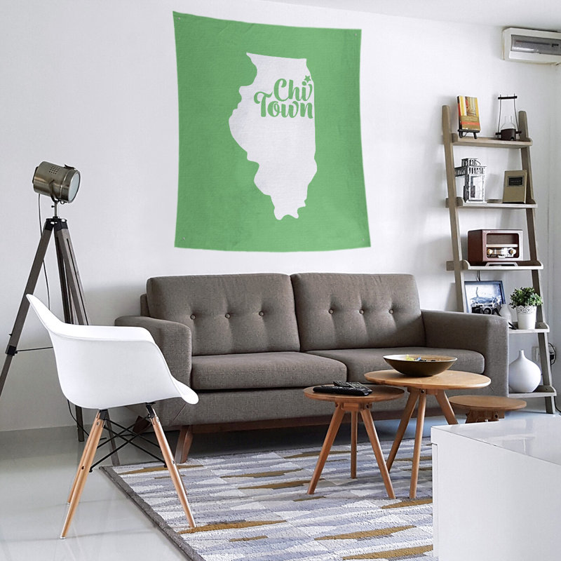 Tapisserie de Chi Town, Illinois, H 80 po x l 68 po, Vert