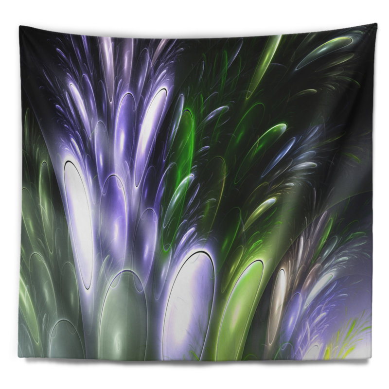 Tapisserie fleur abstraite psychédélique, H 32 po x l 39 po