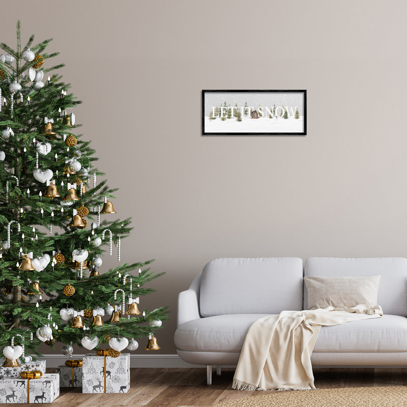 Let It Snow Scene, estampe numérique de House Fenway, Giclée encadrée noir minuit, H 10 po x l 24 po