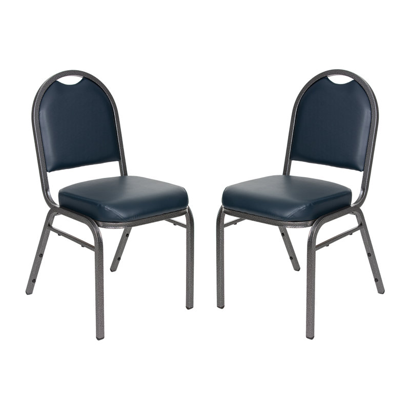Chaise empilable en vinyle Celia (paquet de 2), Bleu minuit, Argent