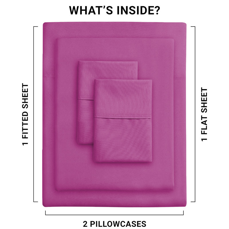 Ensemble de draps en microfibre brossée douce Hotel Luxury avec draps et taies d'oreiller très doux, Mauve