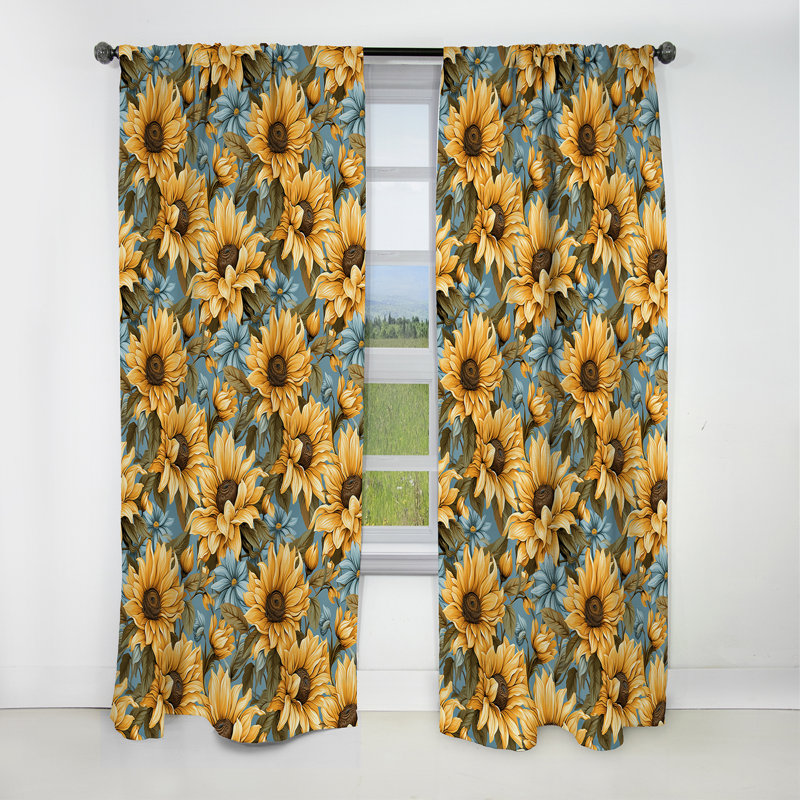 Sunflower Shores - motif tropical - rideau floral - rideau occultant floral - 1 panneau, L 52 po x L 108 po