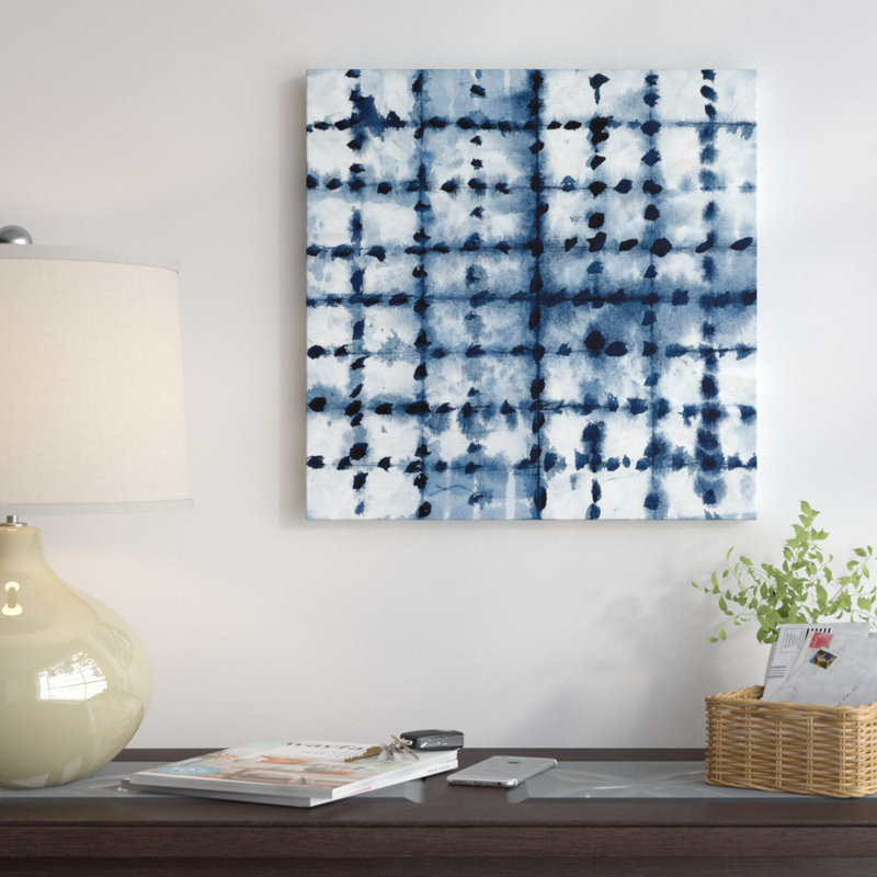«Shibori Patchwork», impression sur toile, H 12 po x l 12 po x P 1,5 po, Pas de tapis, Toile tendue