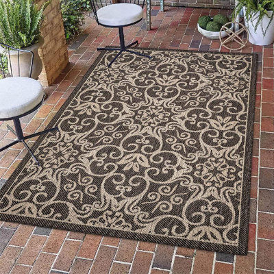 Adalie Damask Handmade Tufted Rectangle 4' x 6' Polyester/Polyester Blend Area Rug in Black/Beige -  Alcott HillÂ®, 14C16FFA9D81472BB118467E6AFE1962