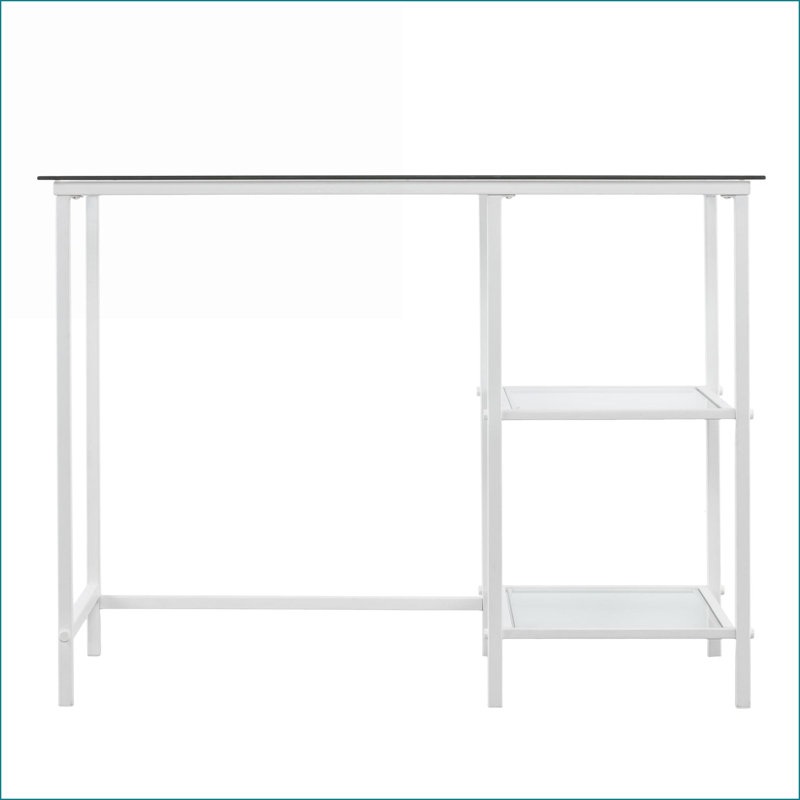 Bureaux | Métal blanc contemporain Bureau étudiant en verre trempé | Blanc | Fer