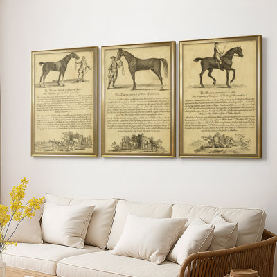 Horse Portraiture I  -Custom Framed  Wrapped Gallery Canvas - 3 Pieces